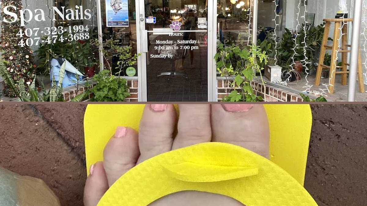 A clean nail salon interior with seating